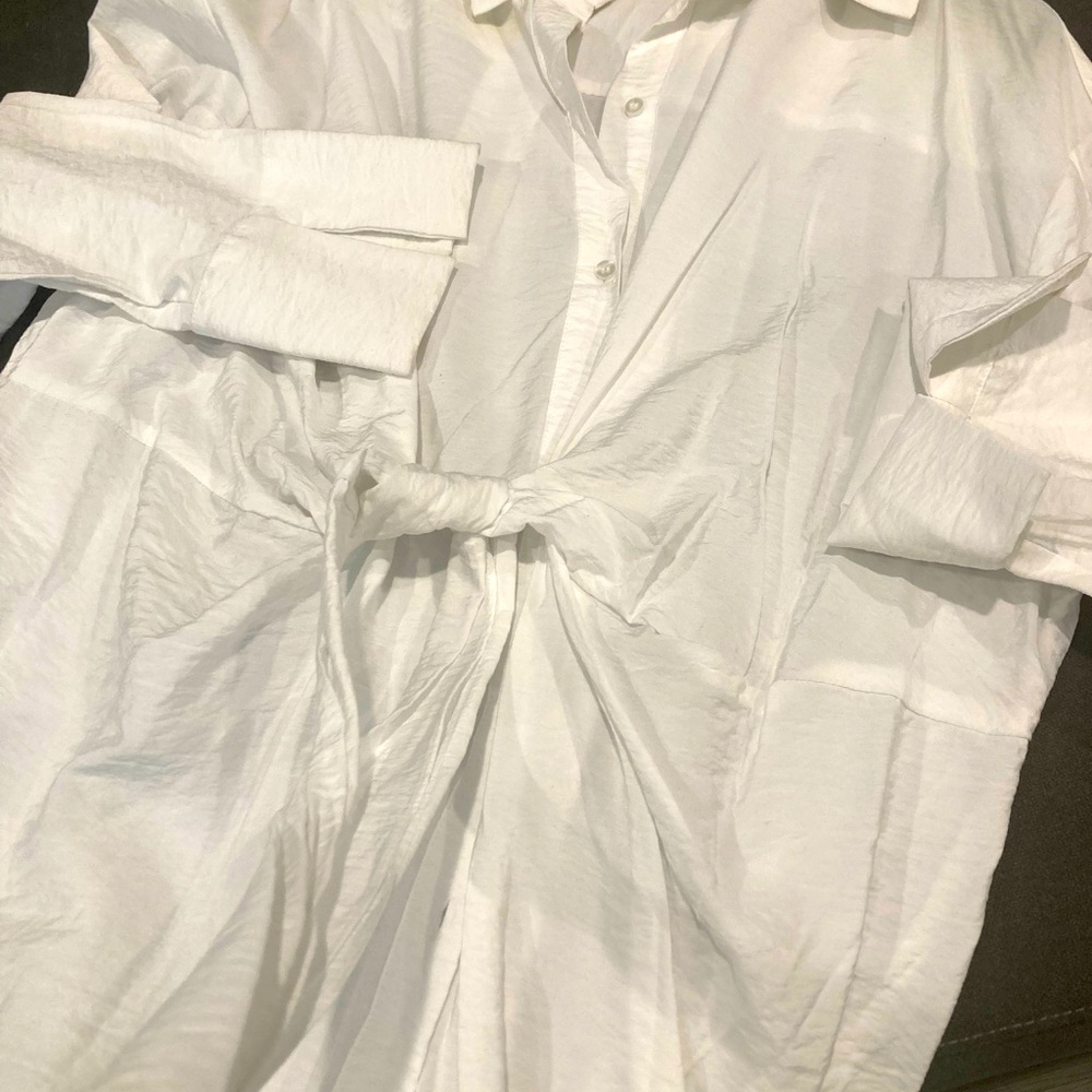 Versatile Layer Robed Side Slit Shirt Dress